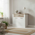 Madia 2 ante e 1 cassetto 101 cm pino bianco con top rovere antico Flux