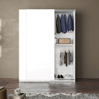 Kleiderschrank, zwei Schiebetüren, mattweiß Swing - 180x55x230H
