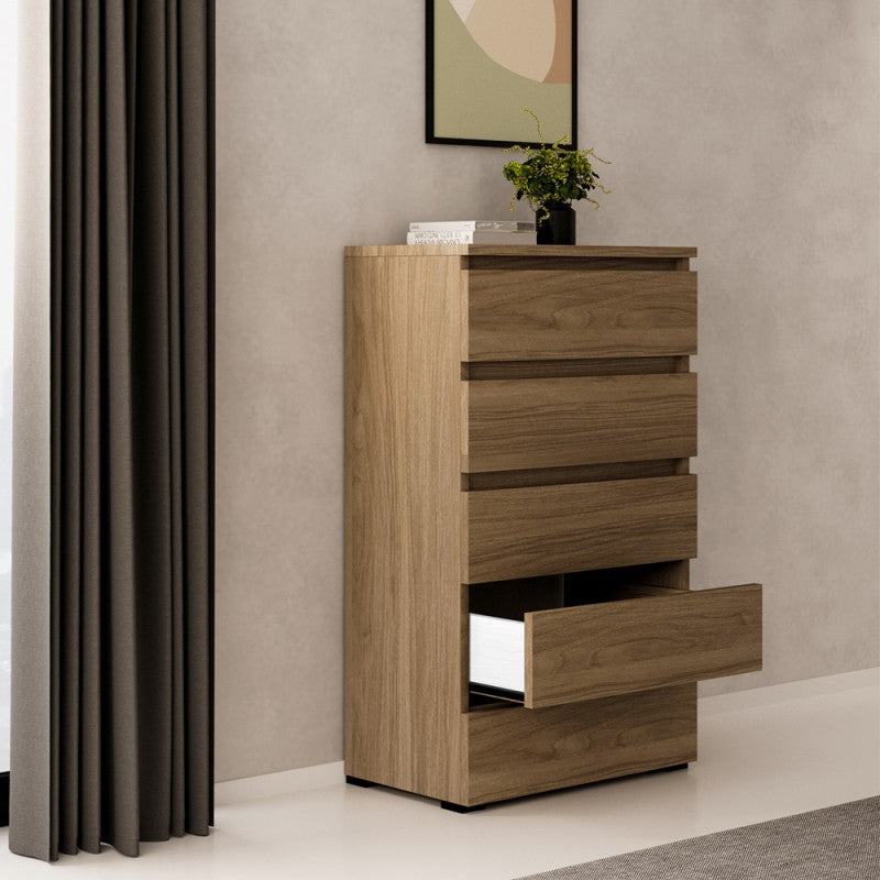 Kommode Nussbaum natur 5 Schubladen 75x40x127H