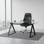Tavolo da pranzo 180×90 cm in vetro temperato con gambe a cavalletto nere Skylar