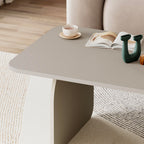 Tavolino da salotto 100x60 cm colore cashmere con gambe a pannello e bordi arrotondati Pietra