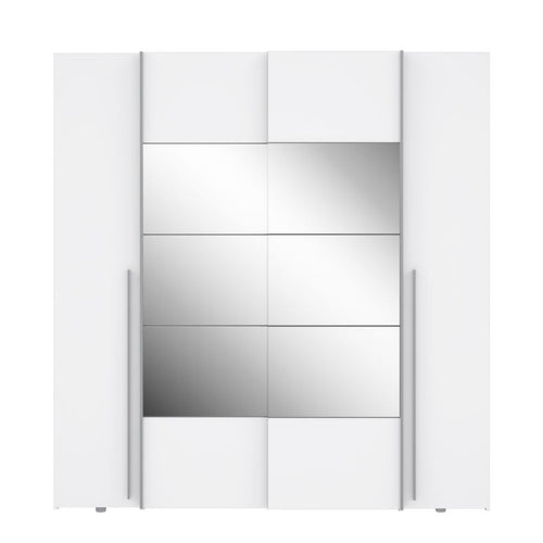 Armadio con 2 ante scorrevoli e 2 battenti con specchio 270x61x210 colore bianco Callia