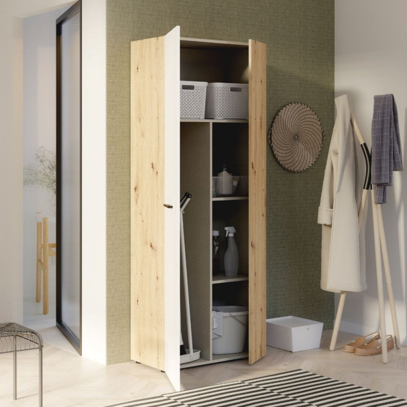 Armadio multiuso 2 ante rovere con anta bianca 68x36.5x181H Teodoro