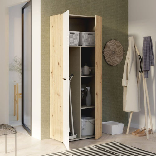 Armadio multiuso 2 ante rovere con anta bianca 68x36.5x181H Teodoro