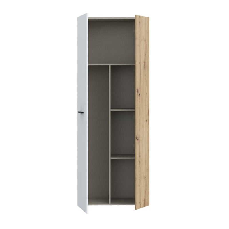 Armadio multiuso 2 ante rovere con anta bianca 68x36.5x181H Teodoro