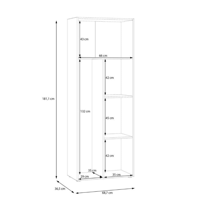 Armadio multiuso 2 ante rovere con anta bianca 68x36.5x181H Teodoro