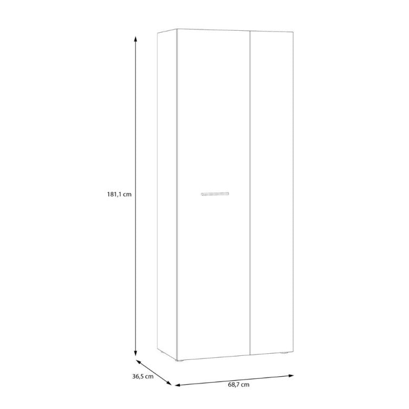 Armadio multiuso 2 ante rovere con anta bianca 69x36.5x181H Teodoro
