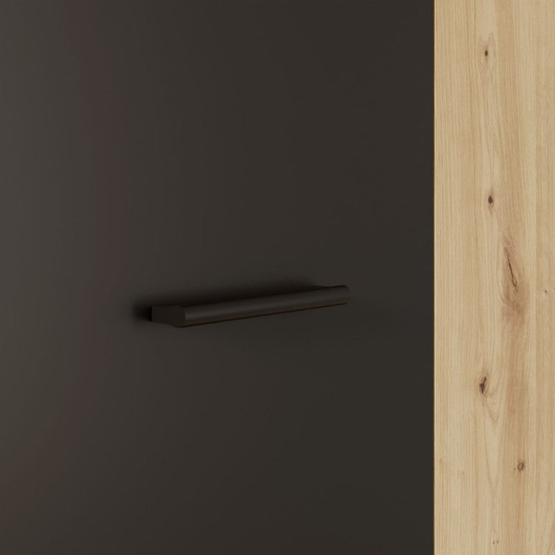 Armoire polyvalente 2 portes chêne avec porte noire 69x36.5x181H Teodoro