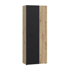 Armoire polyvalente 2 portes chêne avec porte noire 69x36.5x181H Teodoro