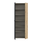 Armoire polyvalente 2 portes chêne avec porte noire 69x36.5x181H Teodoro