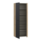 Armoire polyvalente 2 portes chêne avec porte noire 69x36.5x181H Teodoro