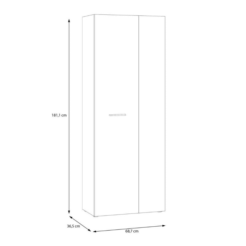 Armoire polyvalente 2 portes chêne avec porte noire 69x36.5x181H Teodoro