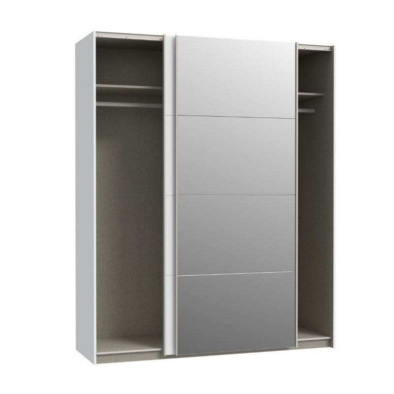 Armadio 2 ante scorrevoli con anta a specchio 170x61x210.5H Elio