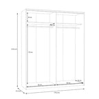 Armadio 2 ante scorrevoli con anta a specchio 170x61x210.5H Elio