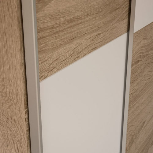 Armadio 2 ante scorrevoli 120x42x190.5H colore rovere e bianco Zeno