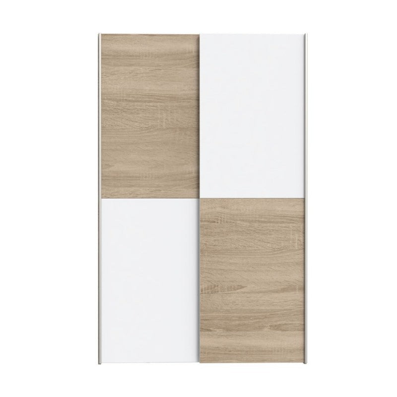 Armadio 2 ante scorrevoli 120x42x190.5H colore rovere e bianco Zeno