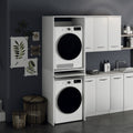 Colonna lavanderia coprilavatrice e copriasciugatrice 71x65x210 cm bianco frassinato con ripiano estraibile