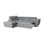 Divano letto angolare con penisola sinistra e pouf contenitore grigio Fiona