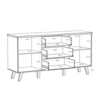 VNKK231-L25 SIDEBOARD AXIS EICHENSTRUKTUR MIT WEISSEN FRONTEN ZWEI TÜREN UND DREI SCHUBLADEN