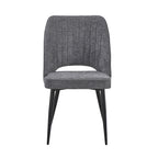 Set 4 sedie con schienale trapuntato a righe verticali e gambe in metallo nero colore grigio Naila