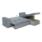 Divano con penisola contenitore reversibile colore grigio cenere - Olymp