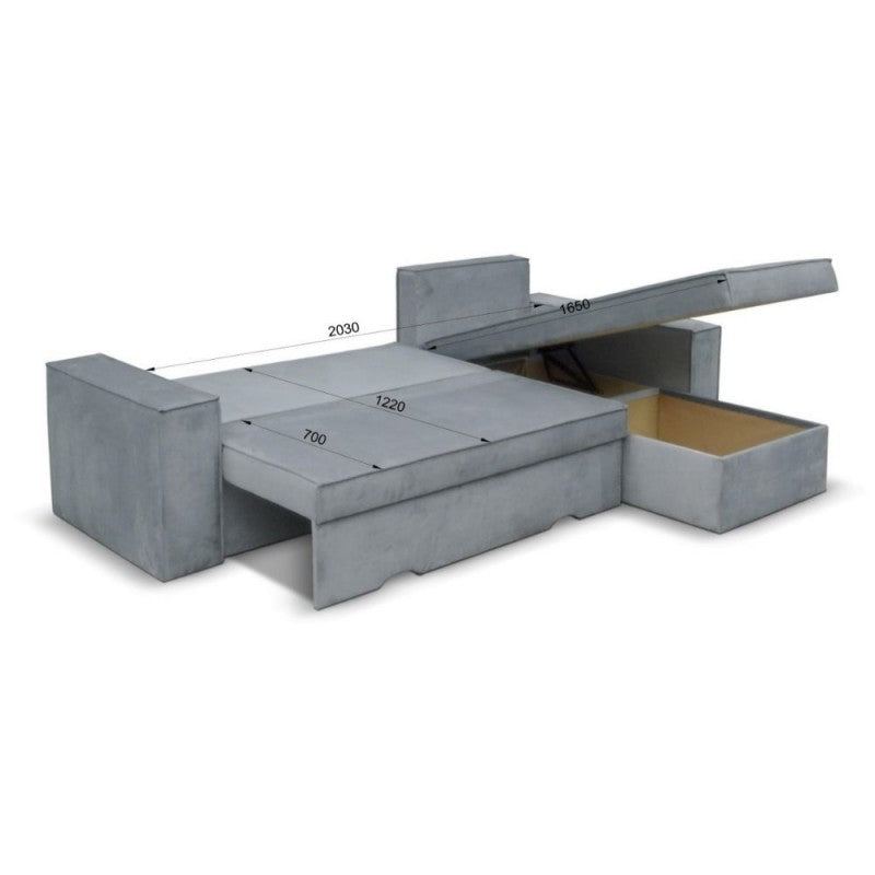 Divano con penisola contenitore reversibile colore grigio cenere - Olymp