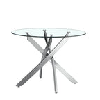 Tavolo rotondo 130x130 cm in vetro temperato con gambe incrociate cromate Peyton