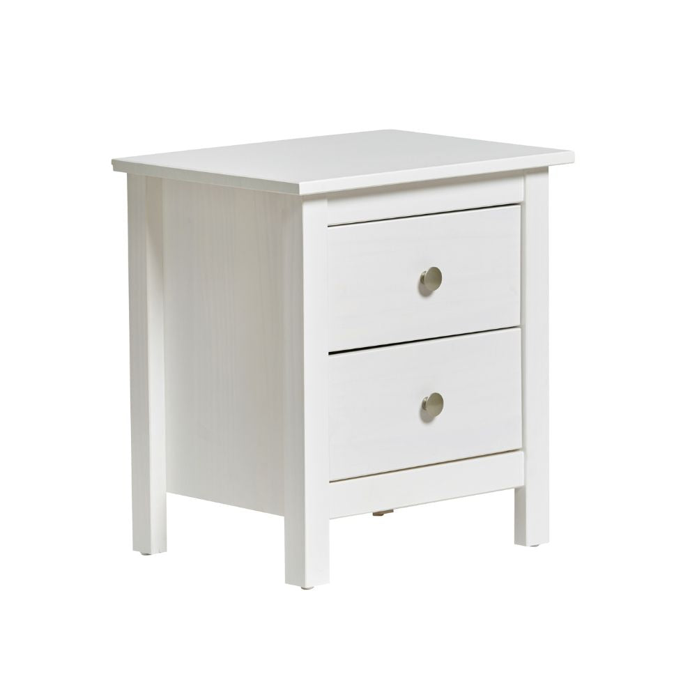 Table de chevet en bois massif à 2 tiroirs coloris blanc - Berne