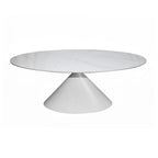 Tavolo ovale con piano effetto marmo bianco 200x100x76H Punto