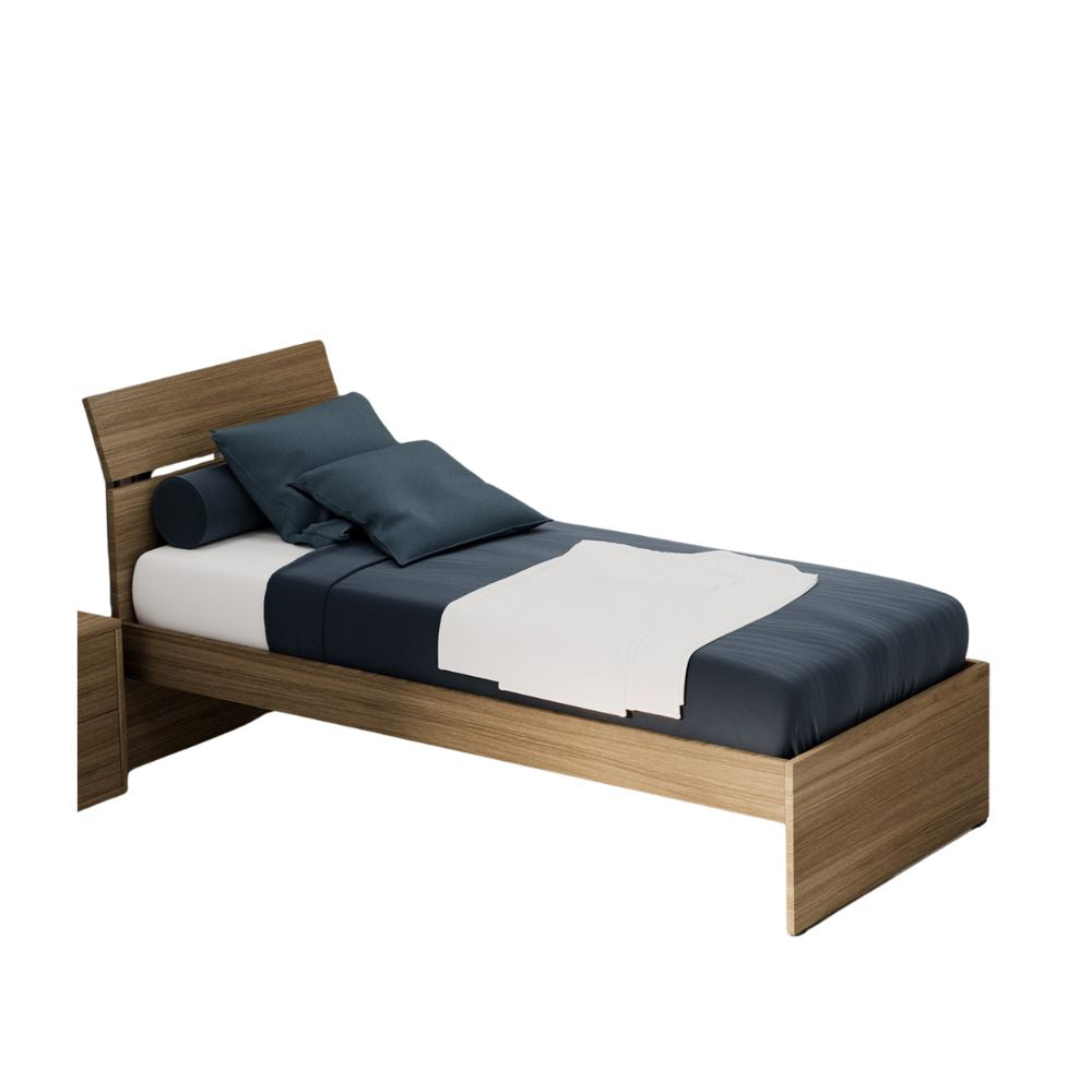 Einzelbett aus Holz, Walnuss natur, 85x200 cm