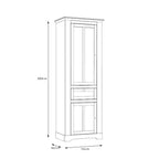 Vetrina 2 ante in vetro, 1 cassetto e luci LED rovere bianco neve e olmo scuro Forma