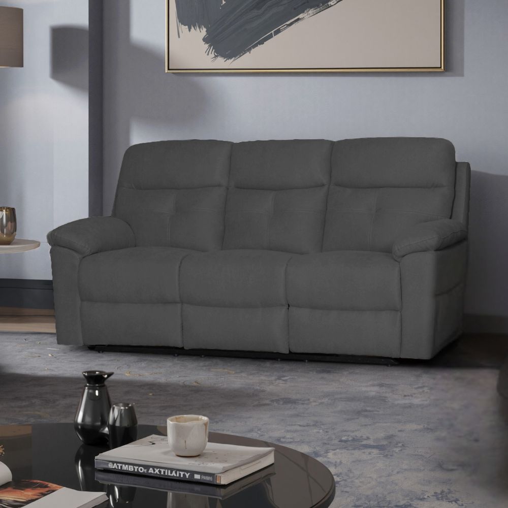 Elektrisches 3-Sitzer-Schlafsofa aus dunkelgrauem Stoff Kayde