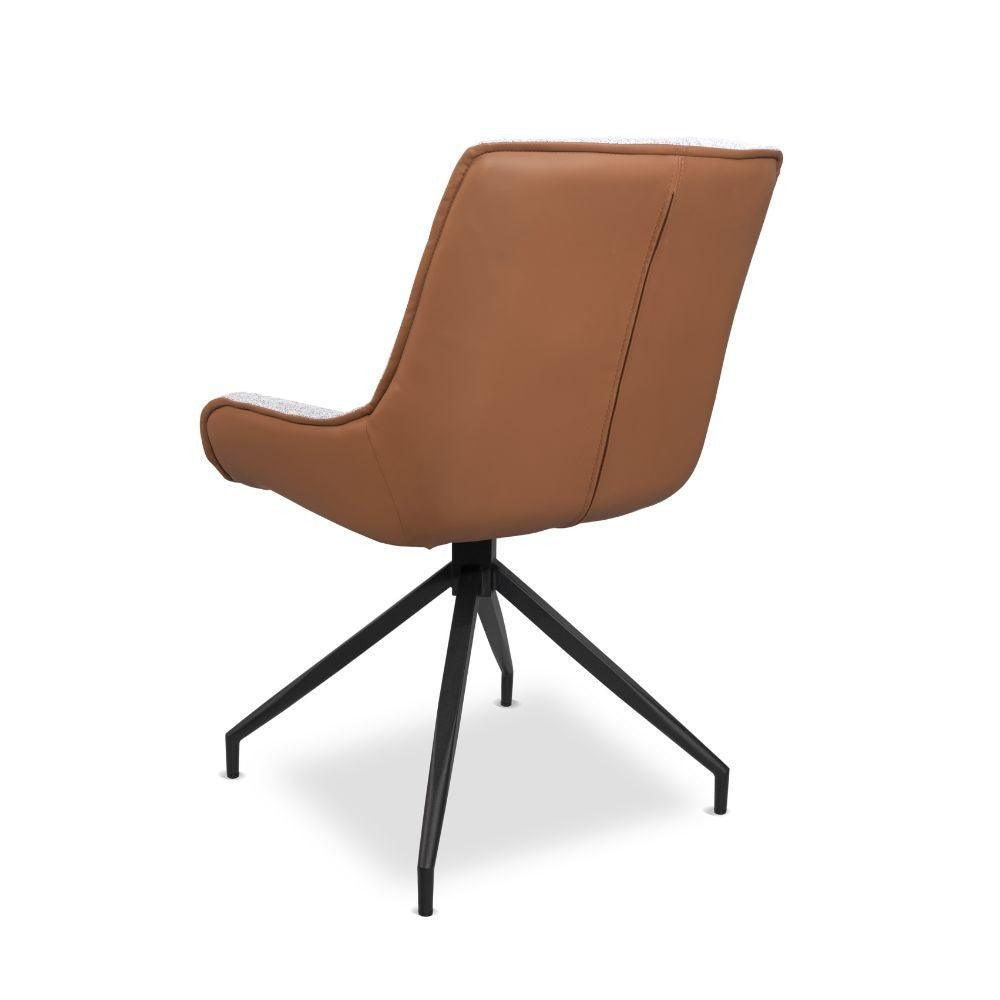 Set 2 Sedia da pranzo colore grigio chiaro con schienale in ecopelle arancione e gambe nere - Agora
