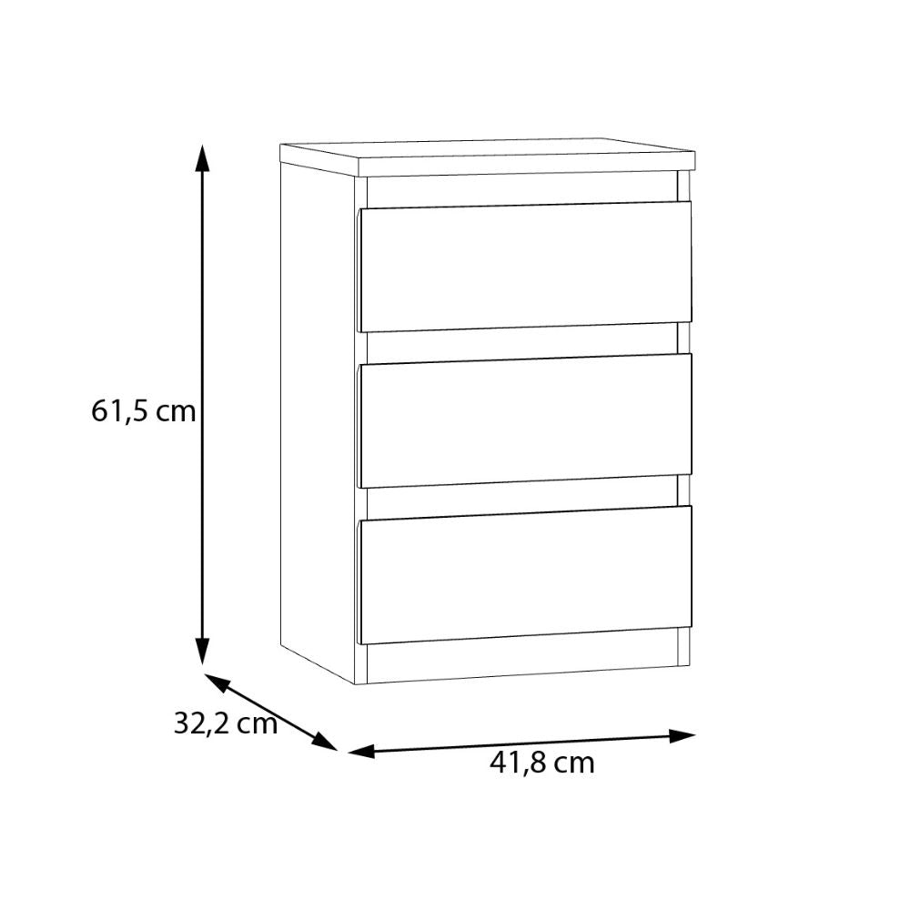 Cassettiera 3 cassetti colore bianco 42x32x61H Morgan