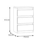 Cassettiera 3 cassetti colore bianco 42x32x61H Morgan