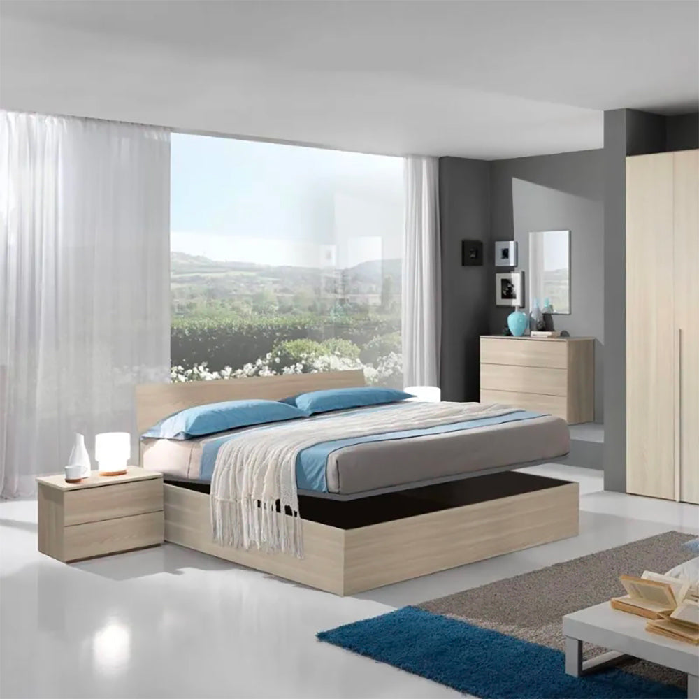 Letto matrimoniale contenitore in legno colore olmo - Manitoba