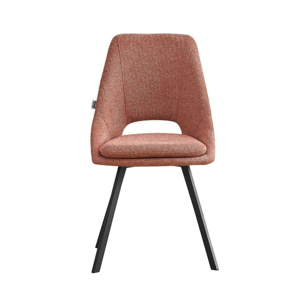 Lot de 2 chaises rembourrées en tissu couleur saumon et pieds noirs Blauss