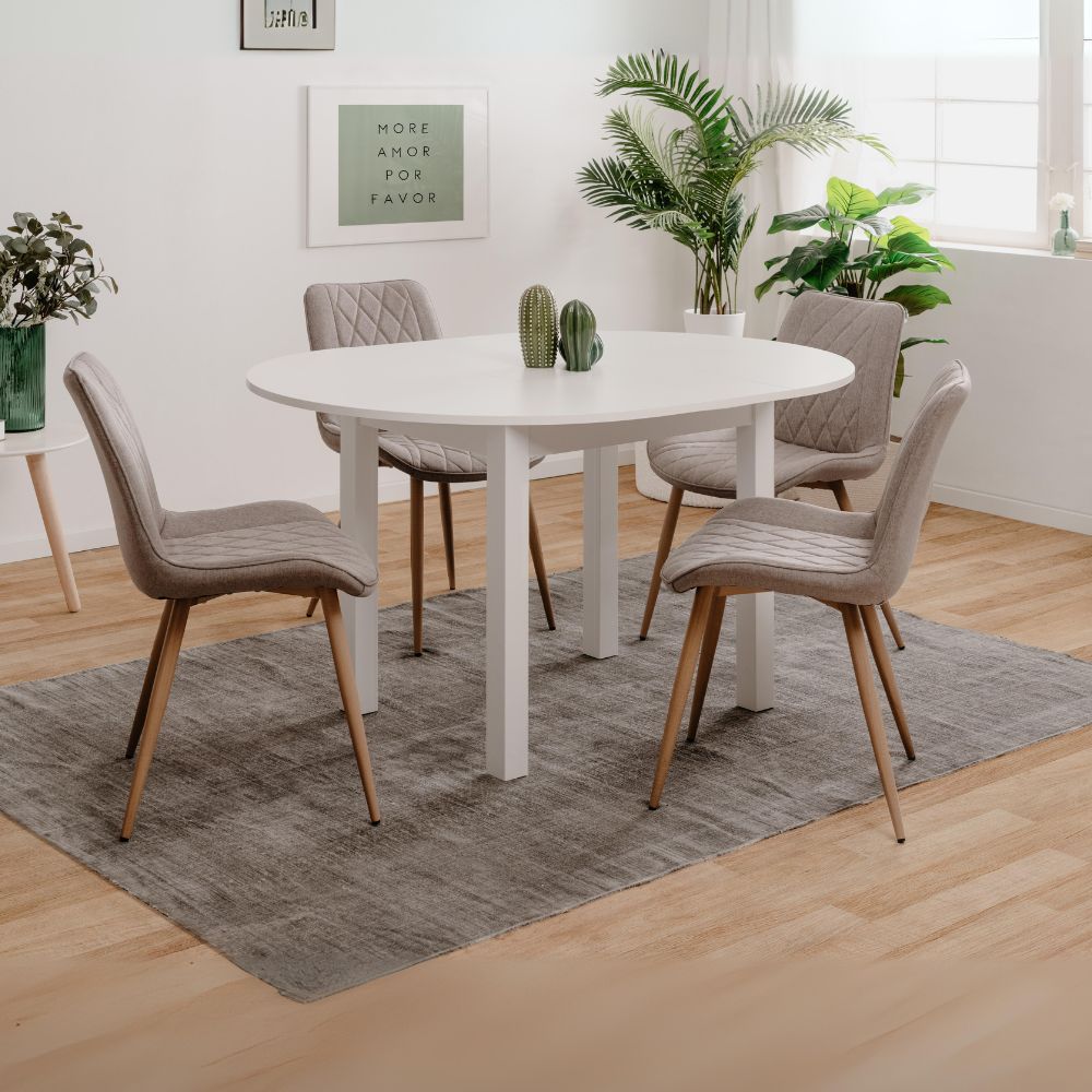 Runder ausziehbarer Tisch in Weiß 100x76H cm - Circe