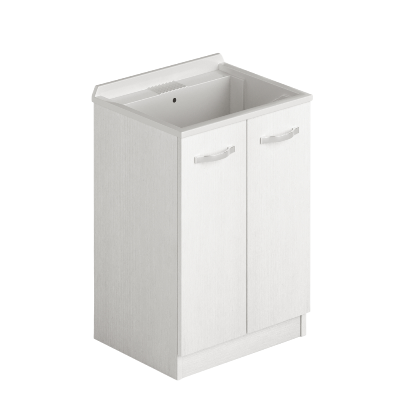 Meuble sous évier à 2 portes en bois coloris blanc frêne 61x50x86H cm