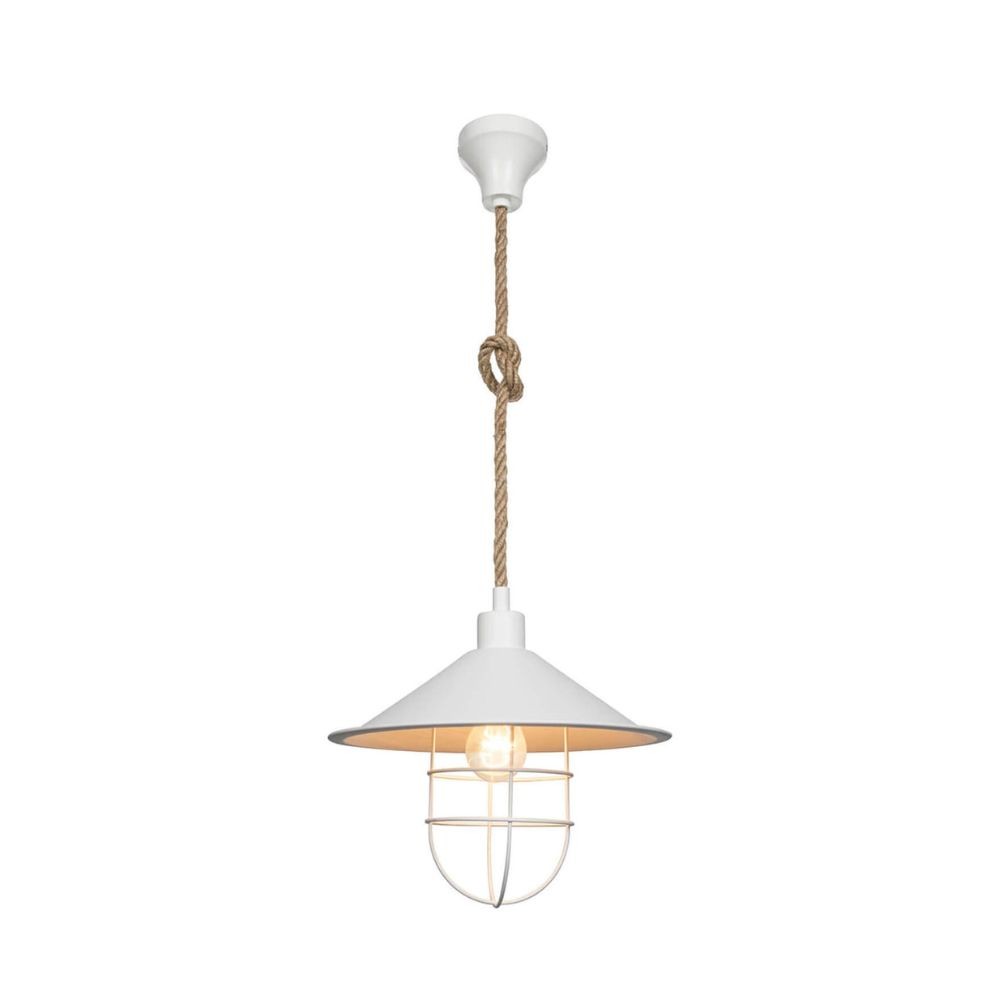 Plafonnier 90h en métal blanc et corde de jute Bulut