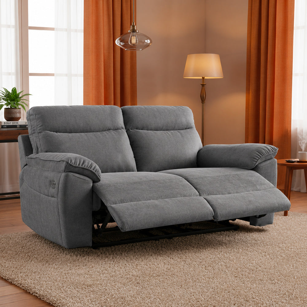 3-Sitzer-Sofa mit elektrischer Relaxfunktion, Stoff Grau - Boston
