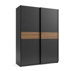 Armadio due ante scorrevoli colore antracite e inserti rovere 150x58,1x204,5H Metropol