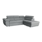 Divano letto angolare con penisola destra e pouf contenitore grigio Fiona