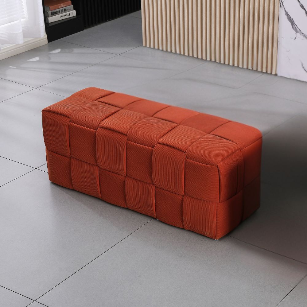 Rechteckiger Pouf in Flechtoptik Rostfarbe 104x39H cm - Artur