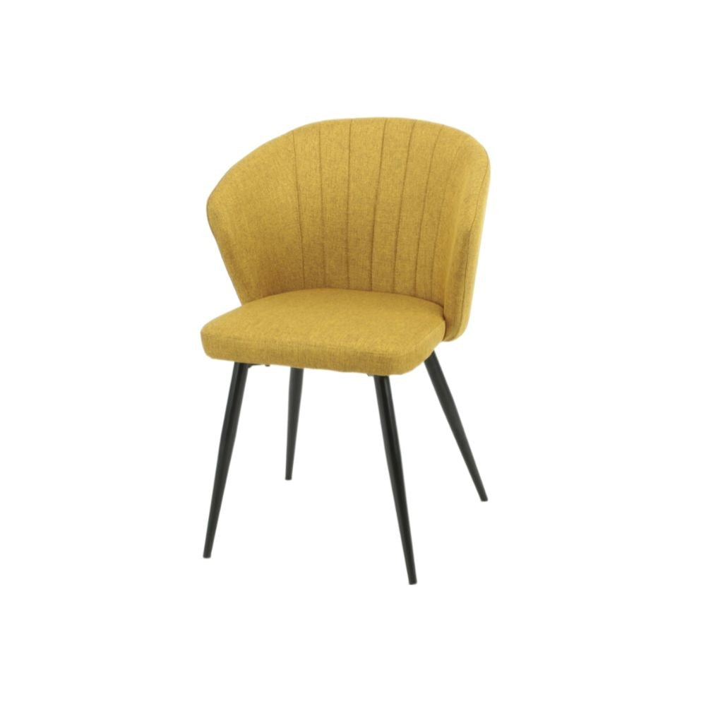 Lot de 2 chaises en tissu jaune et pieds en métal noir - Krid