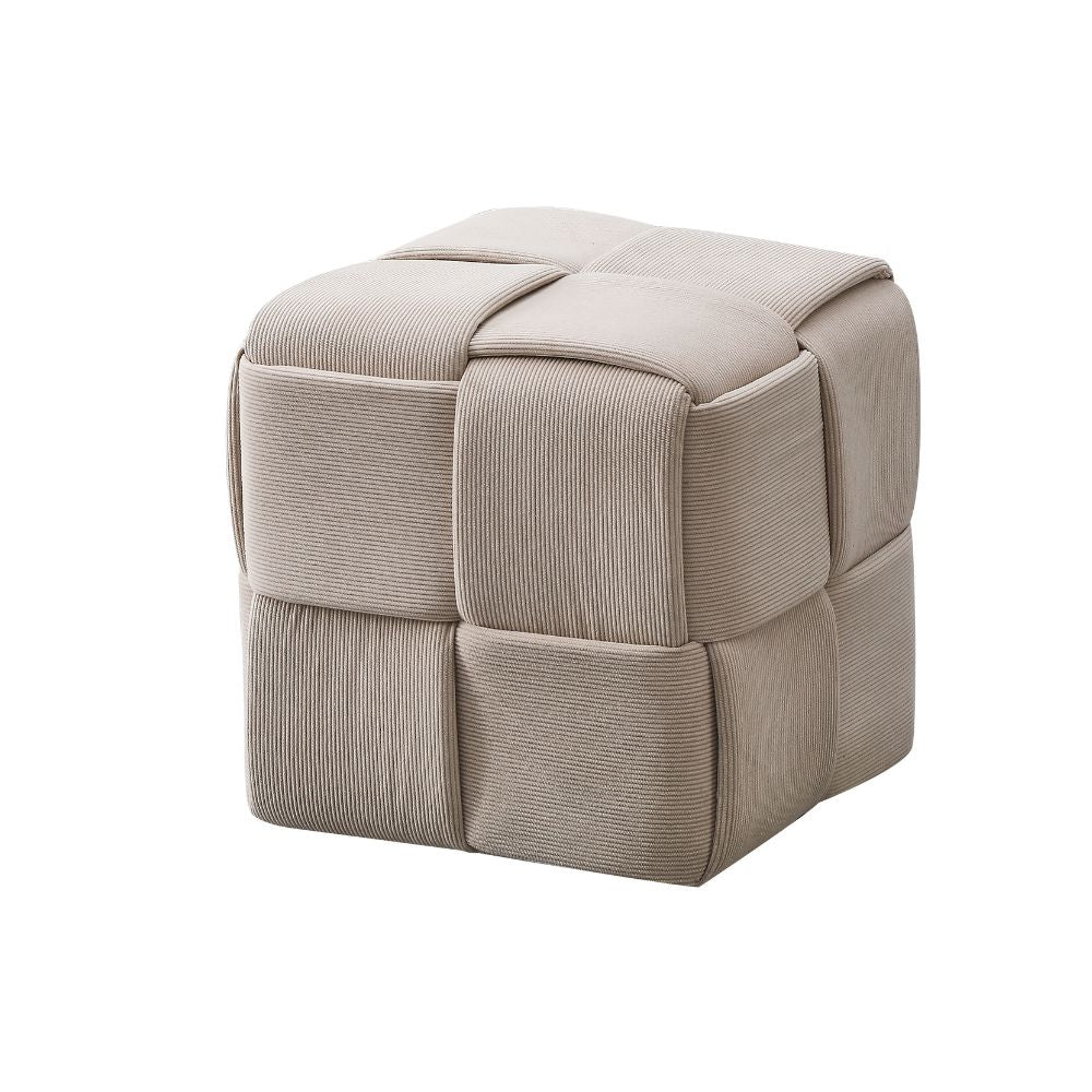 Quadratischer Pouf in Flechtoptik, taupefarben, 39x39H cm - Artur
