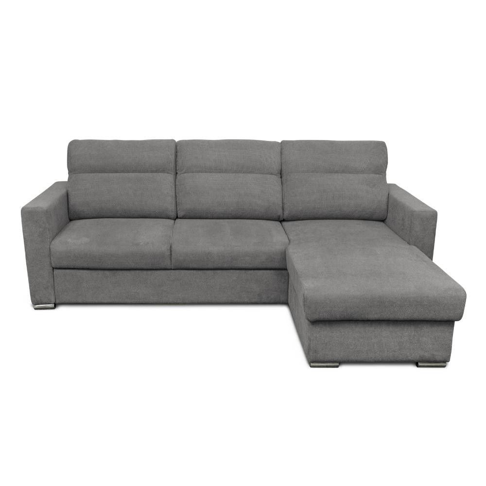 Divano angolare con penisola reversibile e letto estraibile colore grigio - Kendall