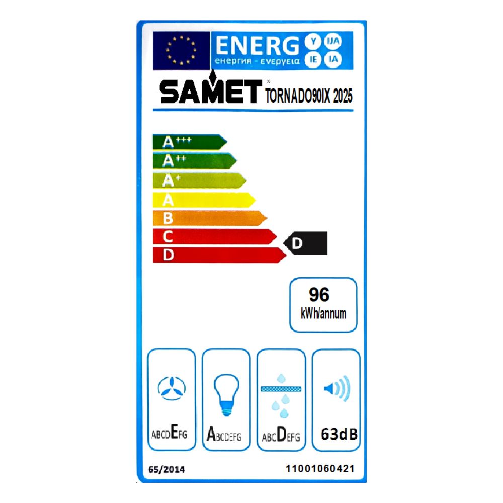 SAMET UNTERBAUHAUBE 90 CM EINZELMOTOR EDELSTAHLFARBEN