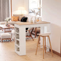 Tavolo snack alto bianco e rovere con 3 ripiani laterali 115x50x103H Kivo