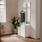 Meuble d'entrée 85x195h cm avec miroir et porte-manteaux couleur blanc - Image